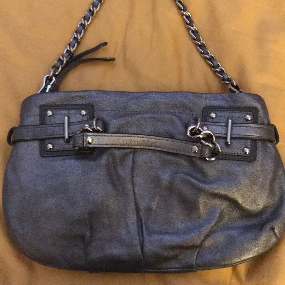Silver COACH bag with Silver hardware and detail!